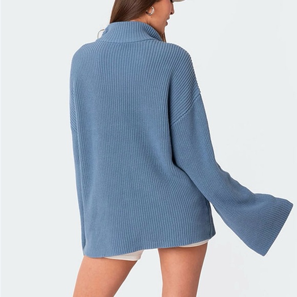 Edikted Amour High Neck Oversized Zip Sweater Size S - Picture 2 of 5